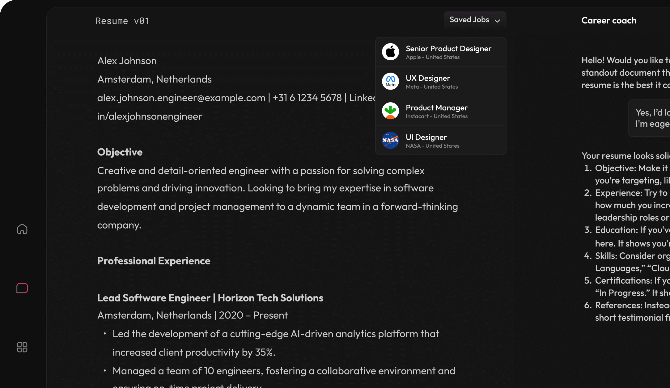 Career Test Dashboard